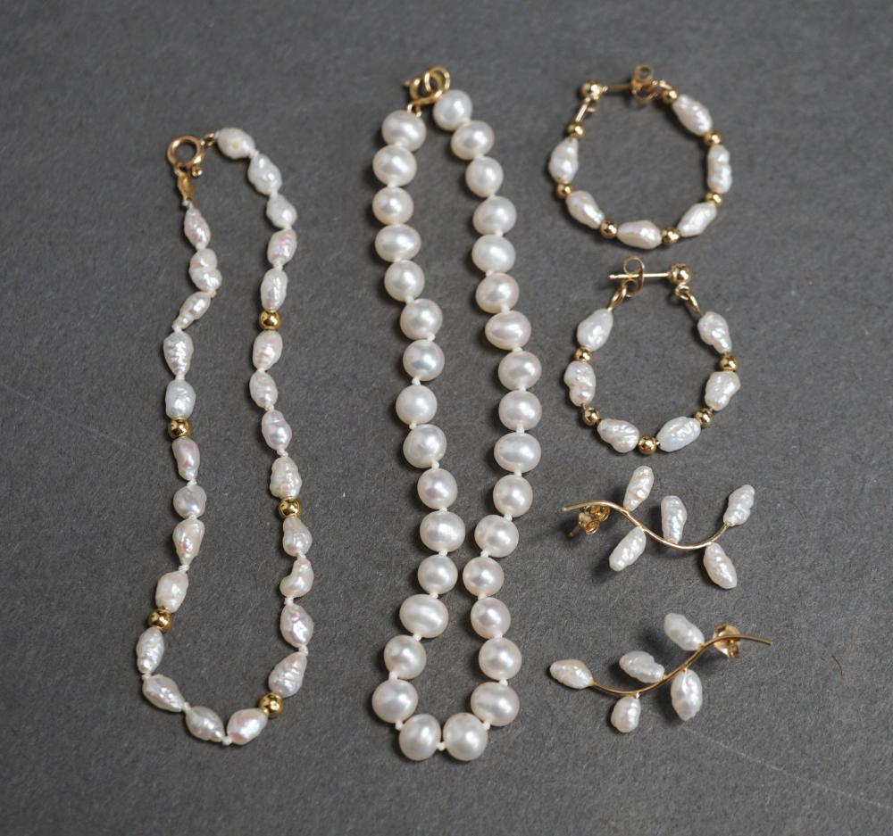 TWO GOLD MOUNTED PEARL BRACELETS