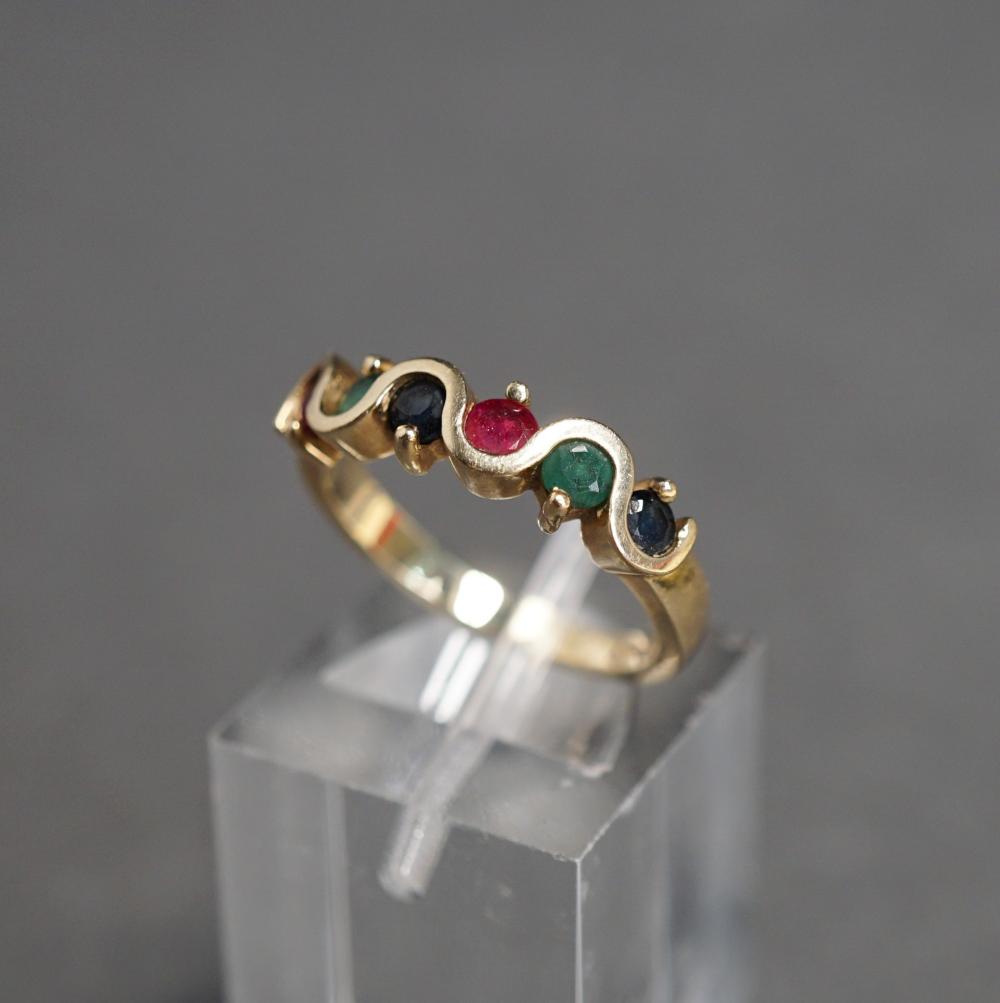 14-KARAT YELLOW-GOLD, RUBY, EMERALD