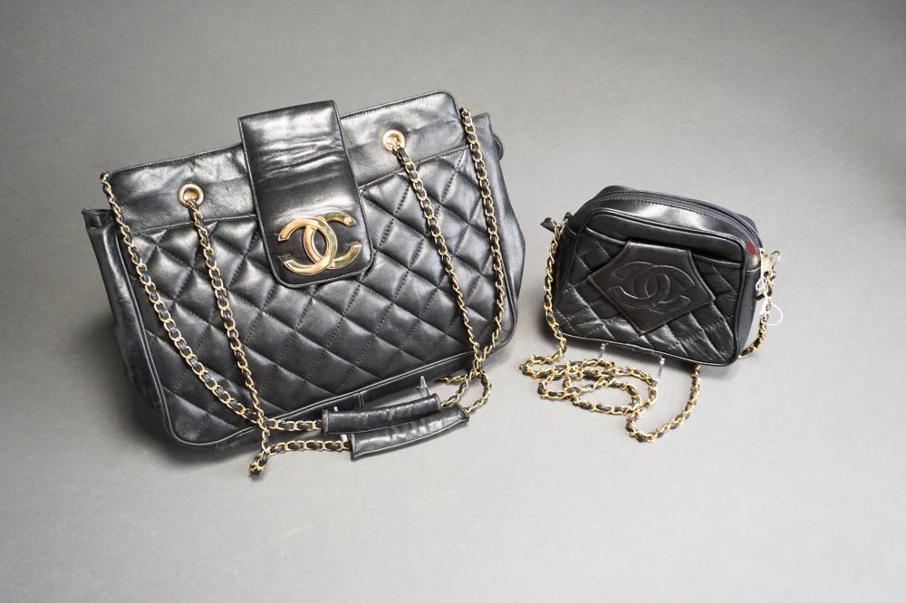 TWO CHANEL TYPE BLACK LEATHER PURSESTwo 32b697