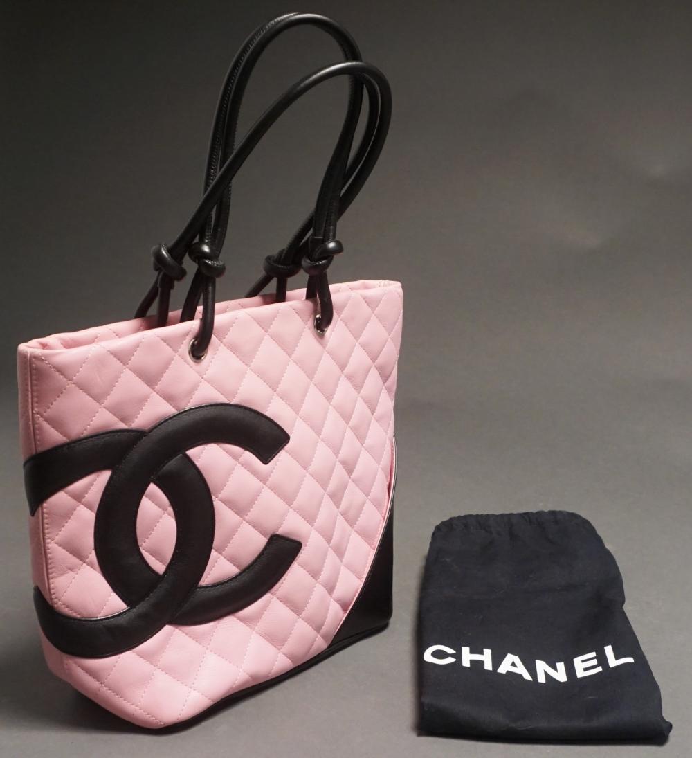 CHANEL PINK AND BLACK QUILTED LEATHER