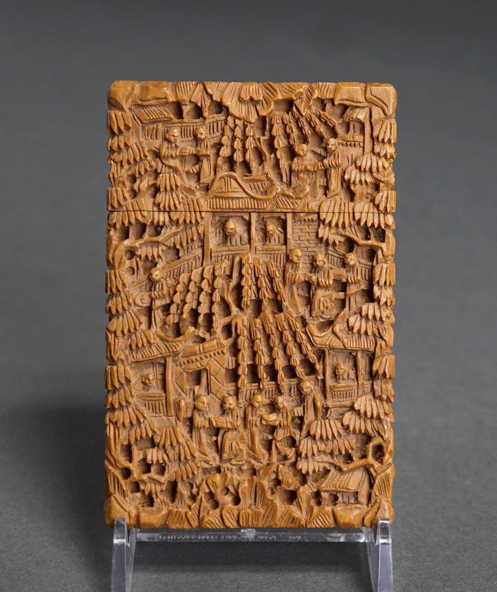 CHINESE CARVED SANDALWOOD CARD