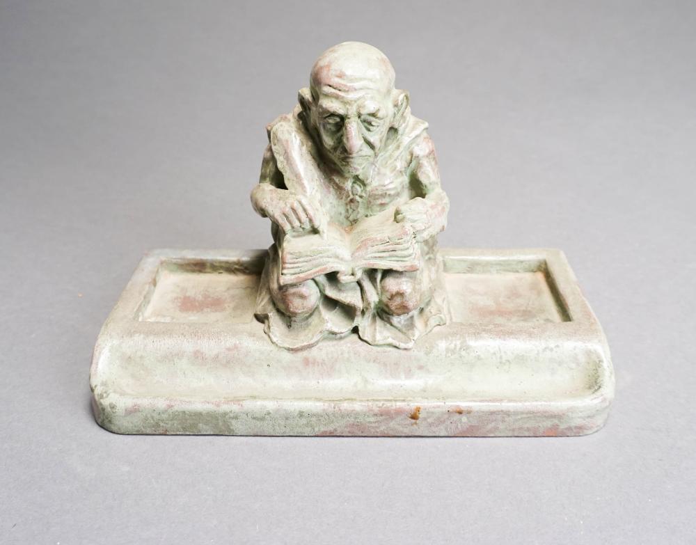 CERAMIC FIGURAL INKWELL BY RUDOLPH