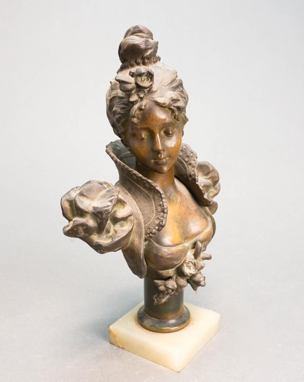 PATINATED METAL BUST OF VICTORIAN