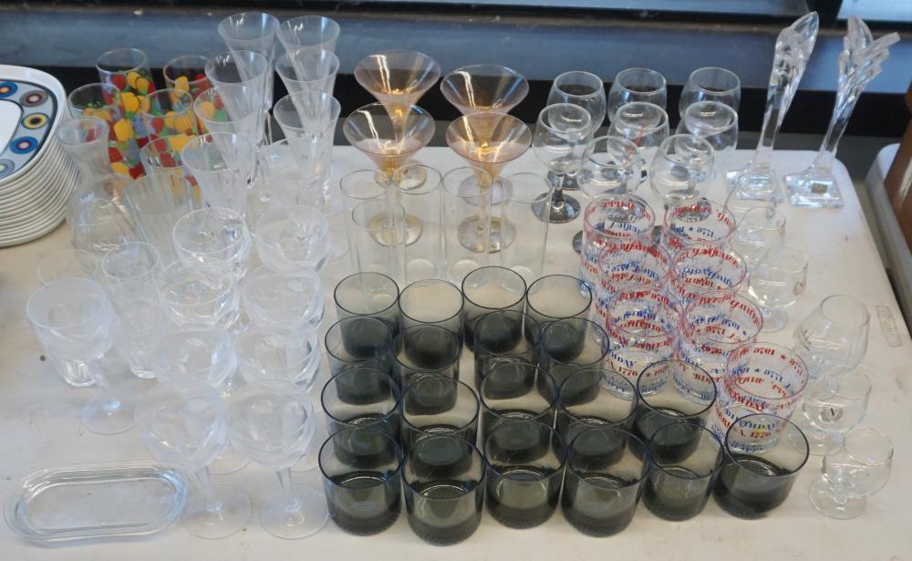GROUP WITH STEM AND OTHER BAR GLASSWARE,