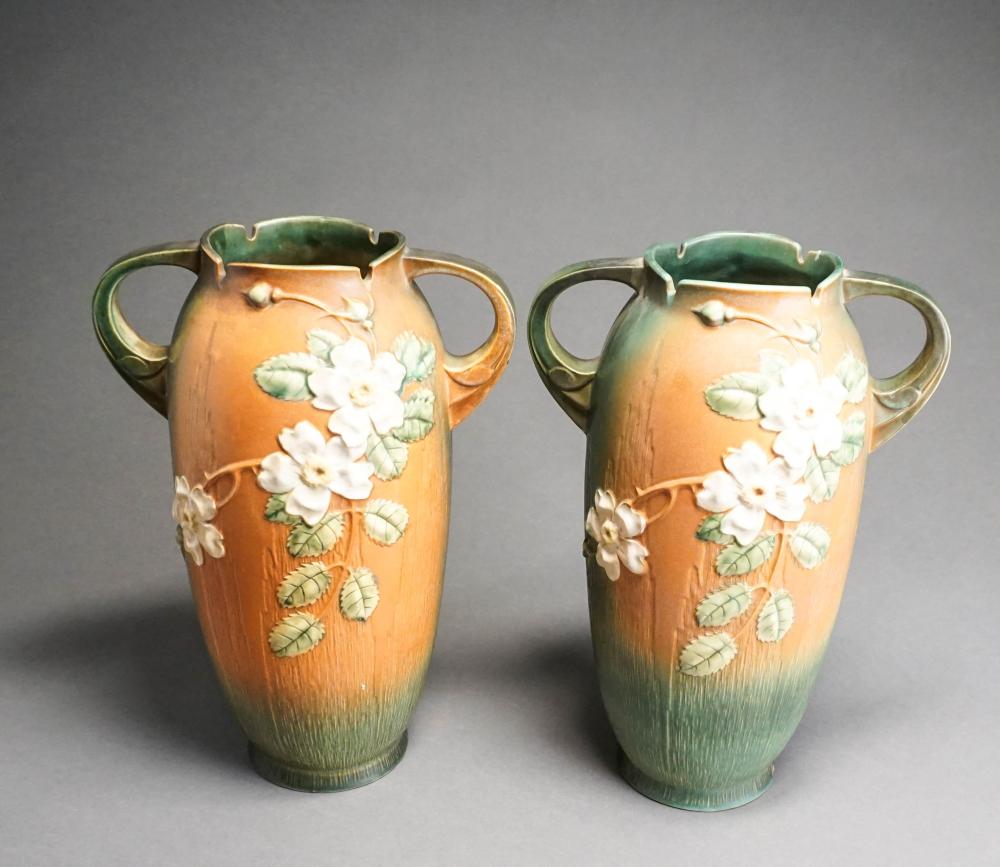 PAIR ROSEVILLE AMERICAN POTTERY 32b79b