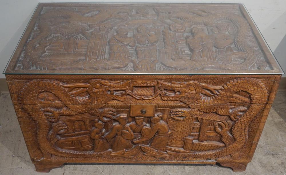 CHINESE CARVED HARDWOOD CAMPHORWOOD