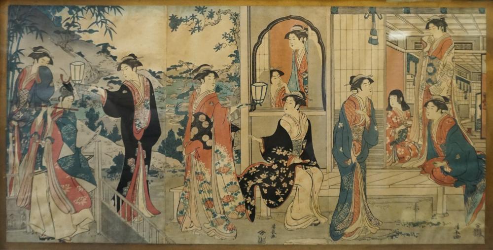 JAPANESE COURTESAN SCENE TRIPTYCH 32b7d0