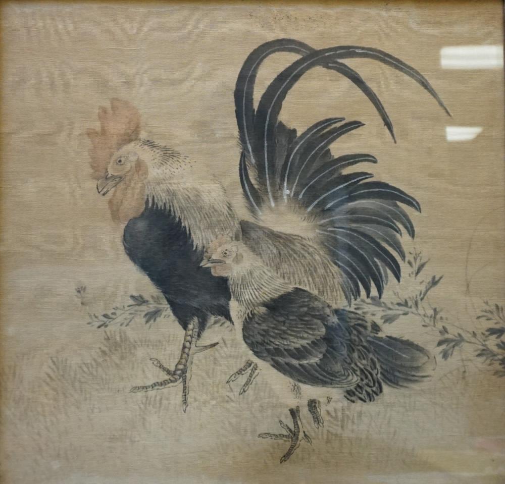 CHINESE ROOSTER AND HEN, INK AND