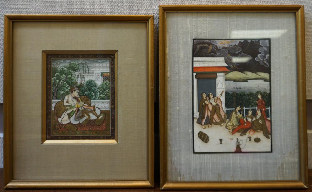 MUGHAL COURT SCENES, TWO WATERCOLORS,