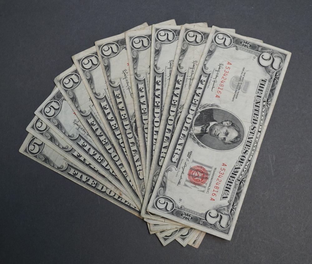 TEN U S FIVE DOLLAR RED SEAL NOTES  32b855