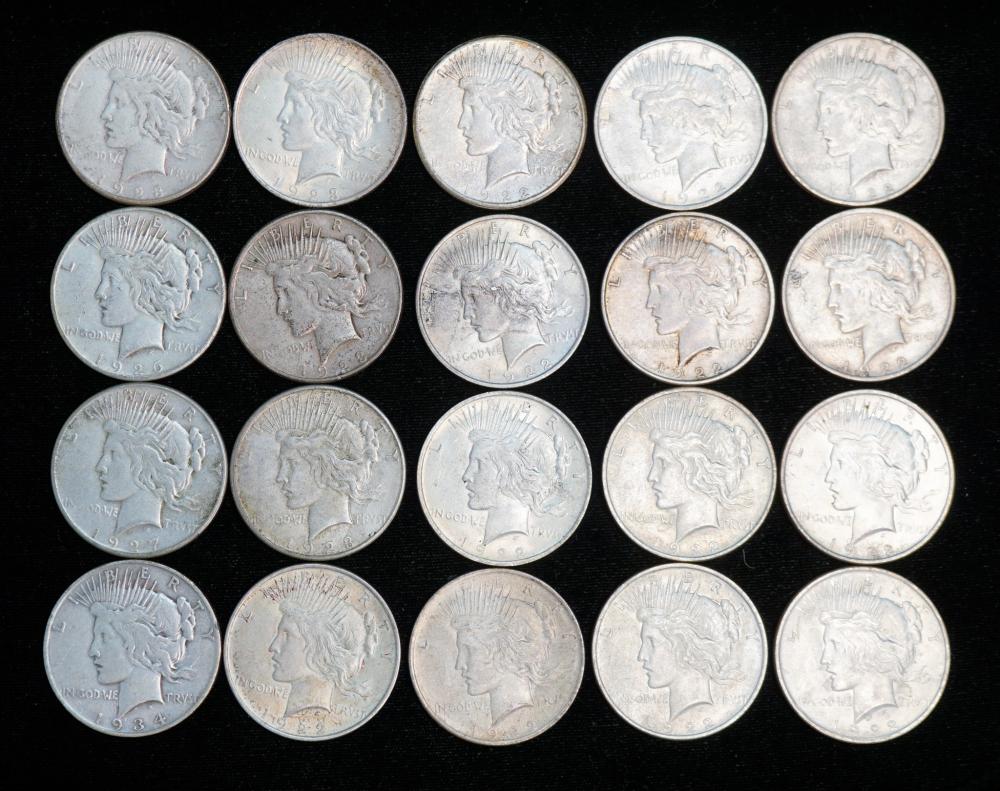 COLLECTION OF 20 PEACE TYPE SILVER 32b85a