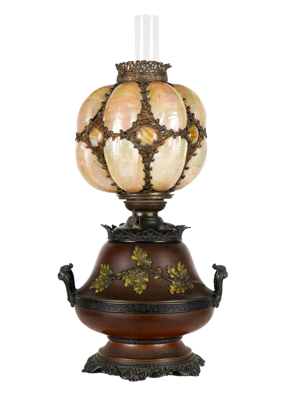 BRADLEY & HUBBARD OIL LAMPshell, gilt