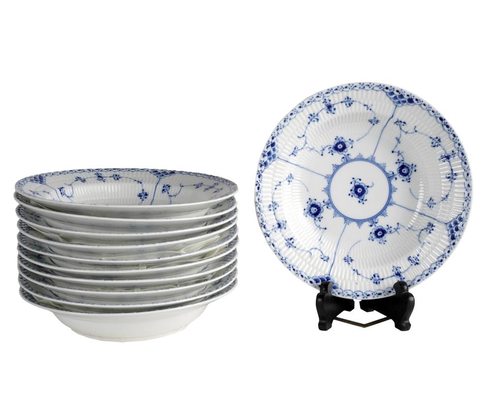 11 ROYAL COPENHAGEN PORCELAIN SOUP PLATESBlue