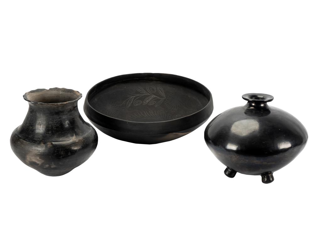 THREE SANTA CLARA BLACKWARE POTTERY