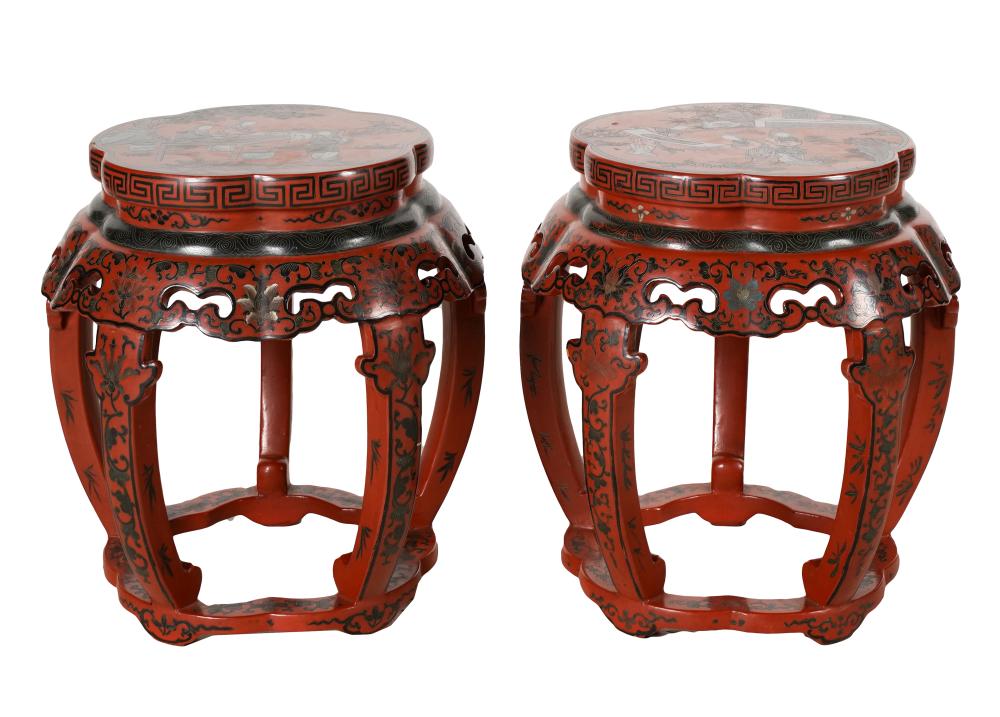 PAIR OF CHINESE LACQUER STOOLSeach 32dfd6