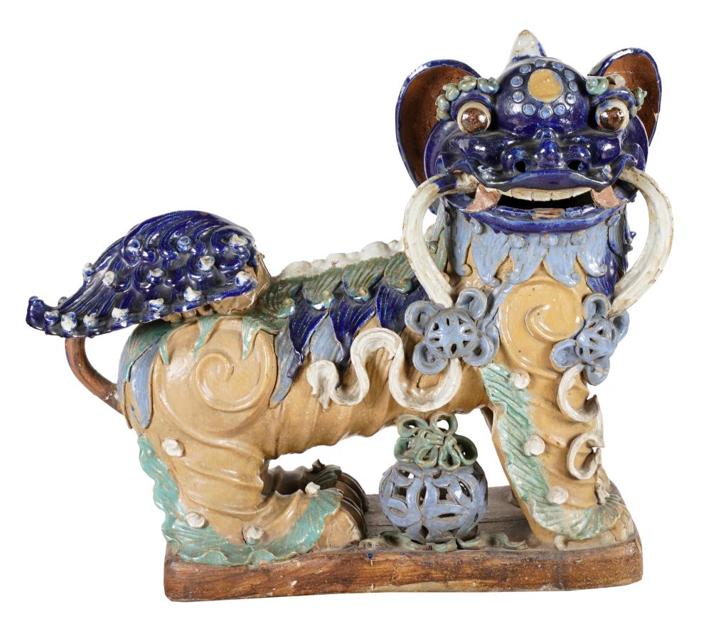 LARGE CHINESE GLAZED POTTERY GUARDIAN