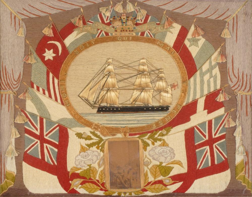 ENGLISH SAILORS WOOLWORK PICTURE OR