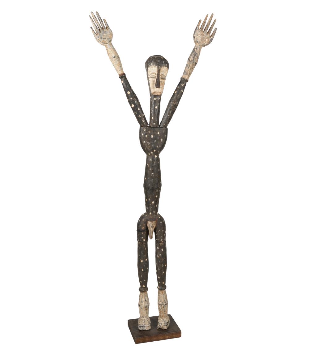 AFRICAN PAINTED WOOD FIGURE WITH