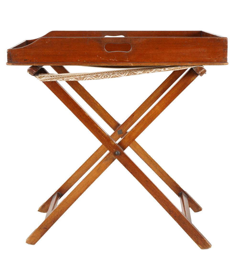 MAHOGANY BUTLERS TRAYwith folding stand;