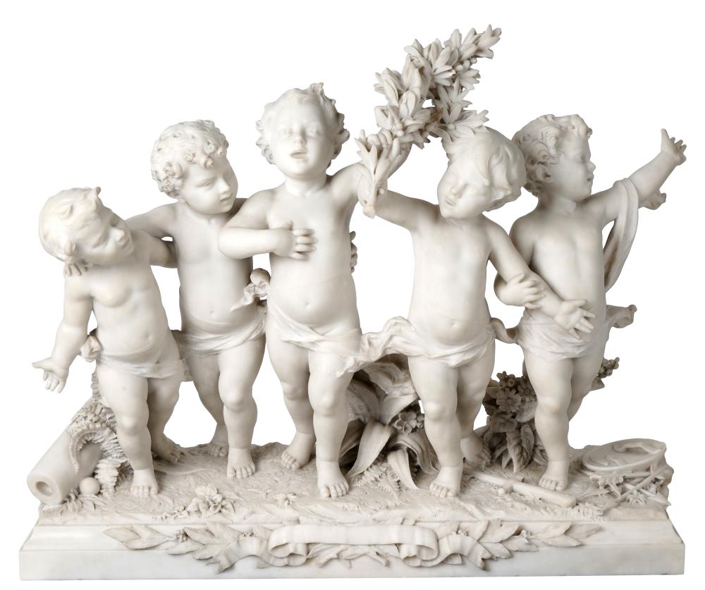 ITALIAN CARVED MARBLE FIGURAL GROUP19th