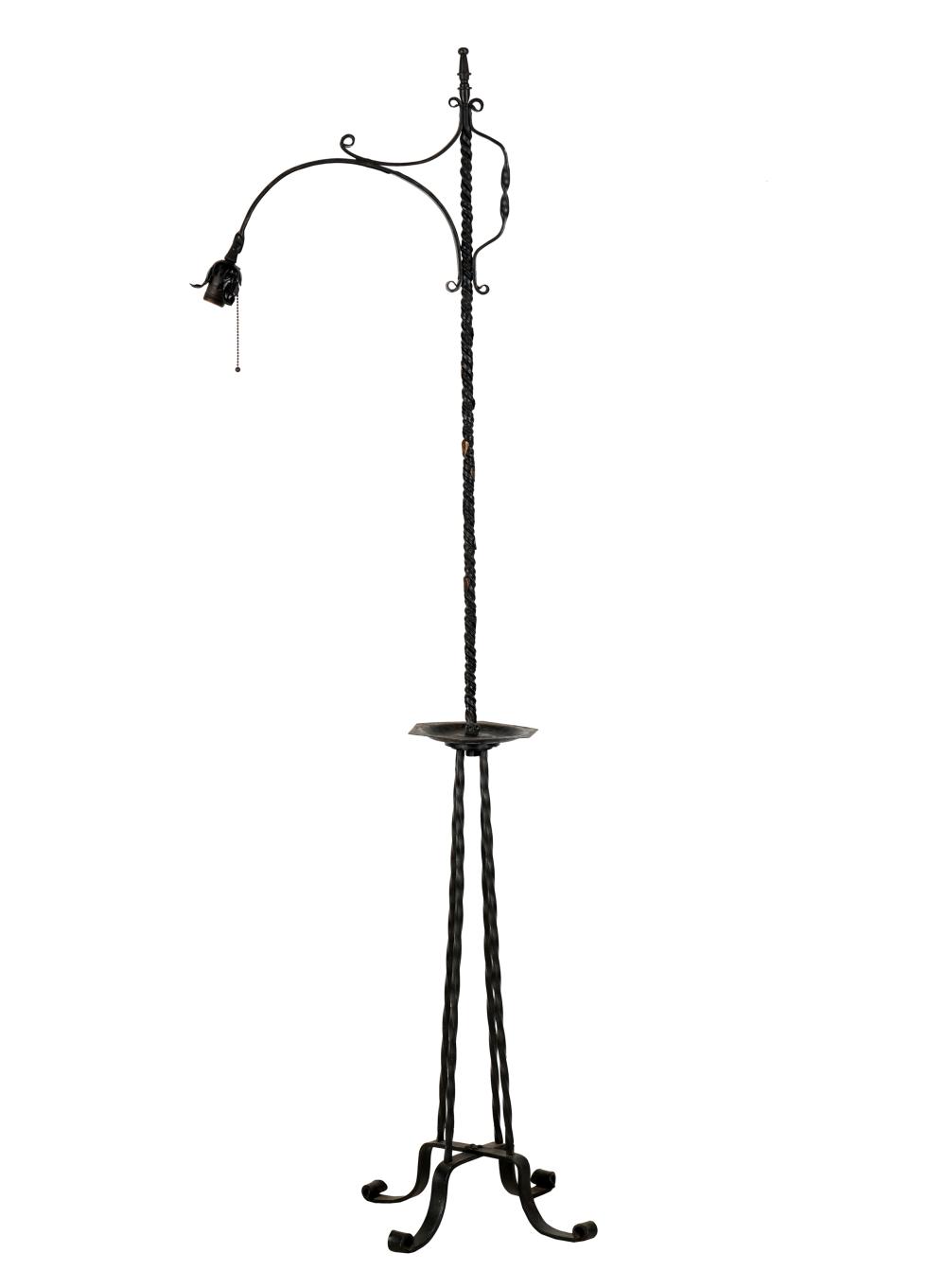 WROUGHT IRON FLOOR LAMPwith gilt