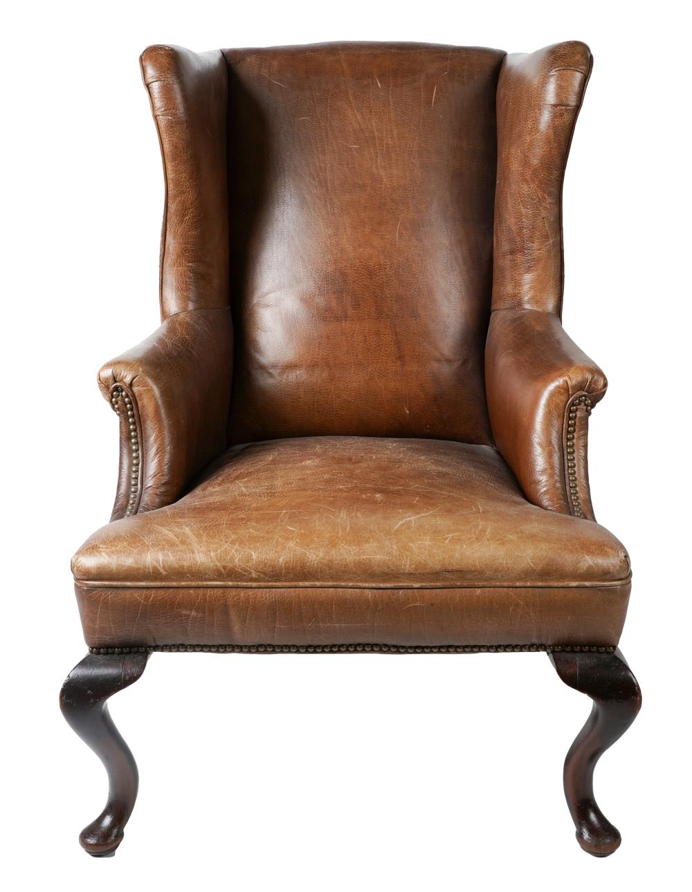 GEORGIAN STYLE LEATHER WING CHAIRwith 32e08d