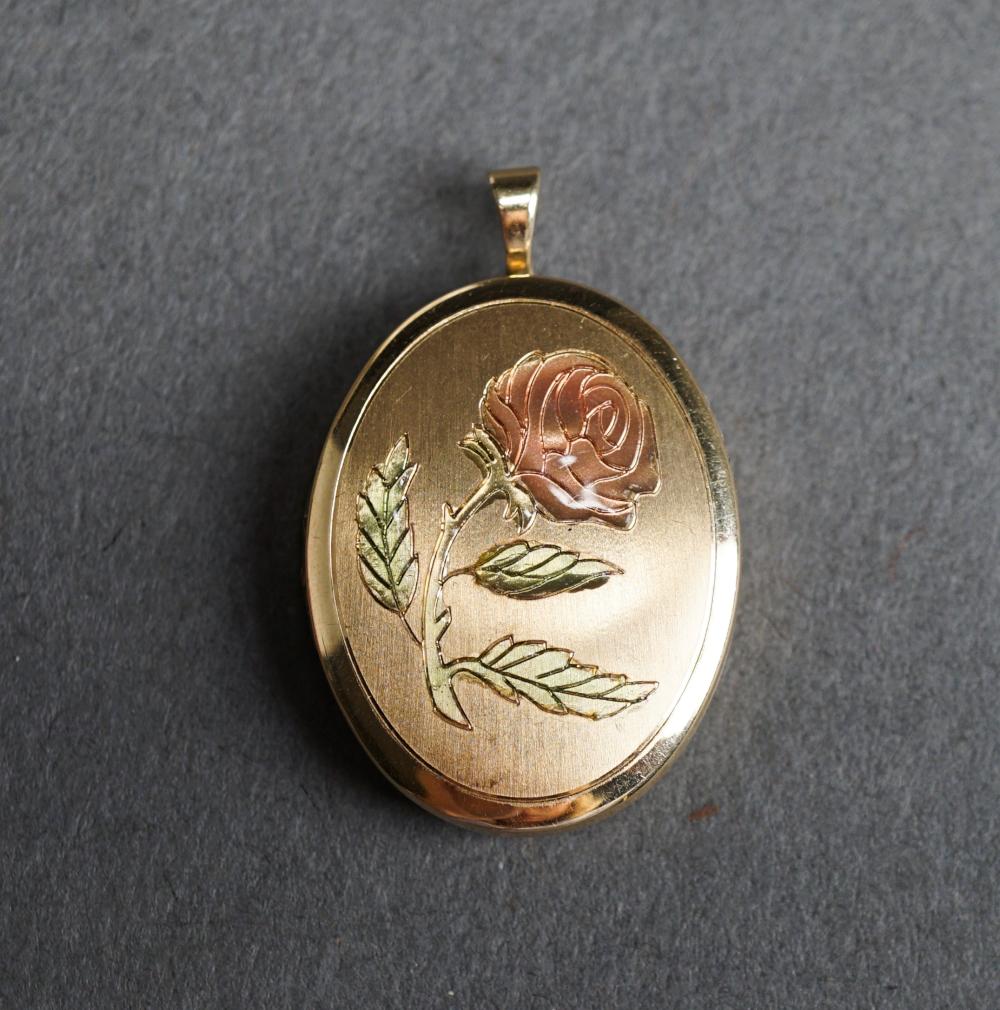 14-KARAT YELLOW-GOLD AND ENAMEL LOCKET,