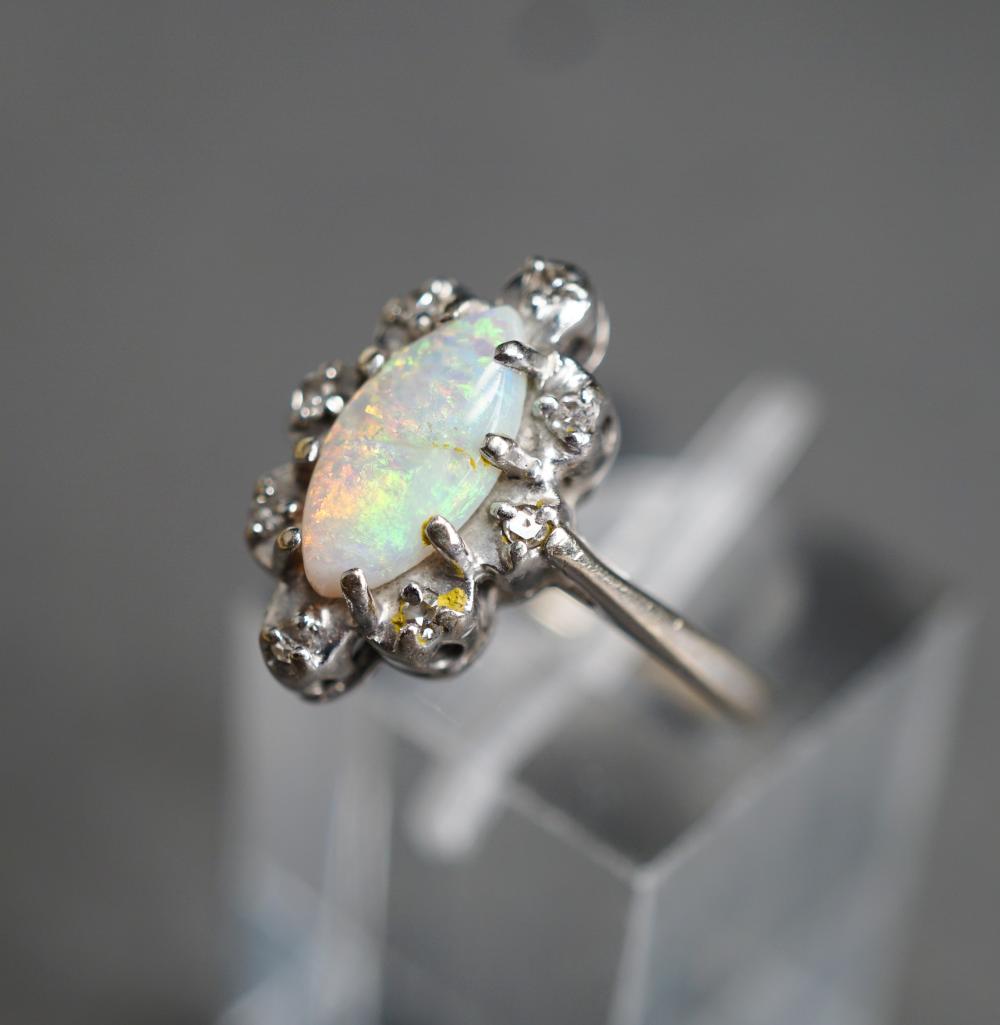 14-KARAT WHITE-GOLD, OPAL AND DIAMOND