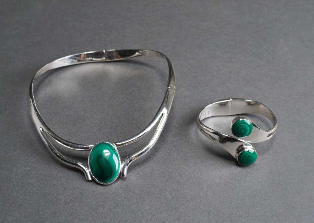 STERLING SILVER AND MALACHITE NECKLACE