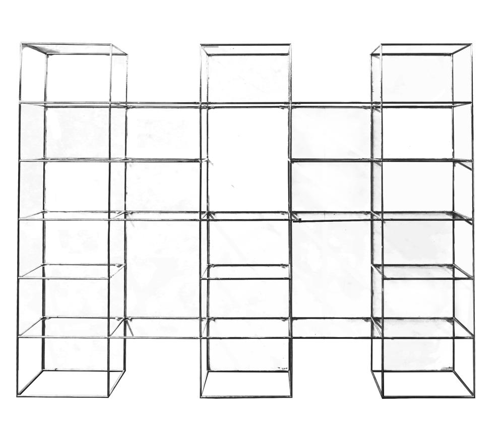 MODERNIST CHROME & GLASS SHELVING