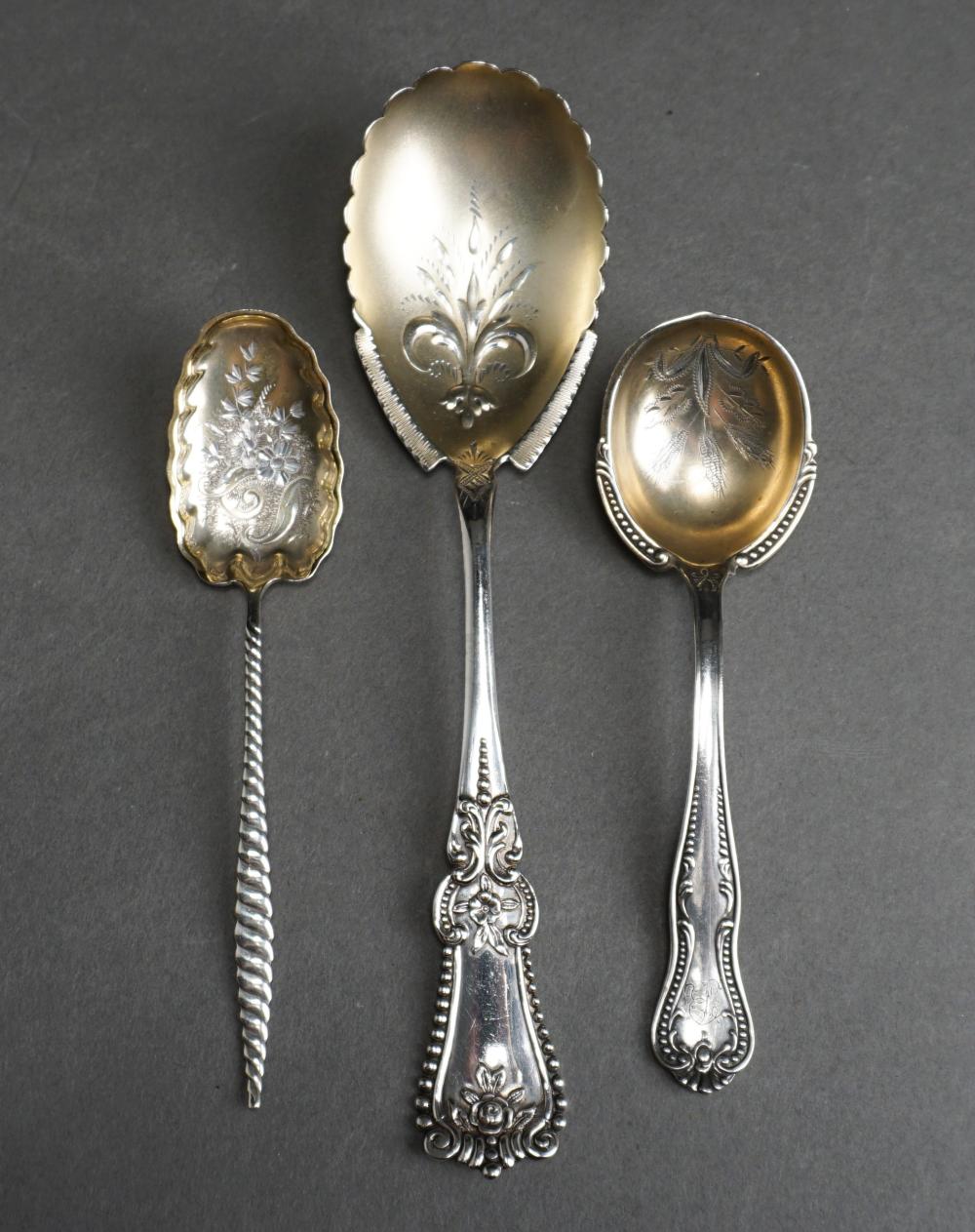 THREE PARTIAL GILT STERLING SILVER