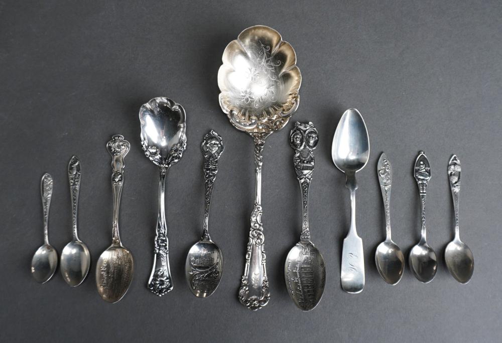 SEVEN STERLING SILVER SOUVENIR SPOONS,