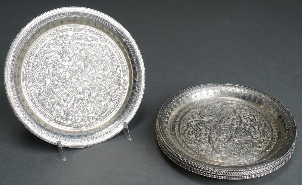 ELEVEN EGYPTIAN .900-SILVER PLATES,