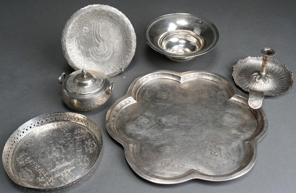 FIVE MIDDLE EASTERN SILVER TABLE