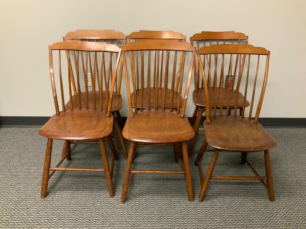 SET OF SIX AMERICAN FRUITWOOD SPINDLE-BACK