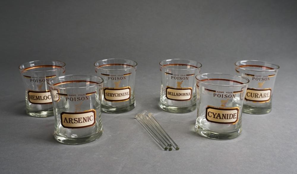 SET OF SIX 'NAME YOUR POISON' GLASSES