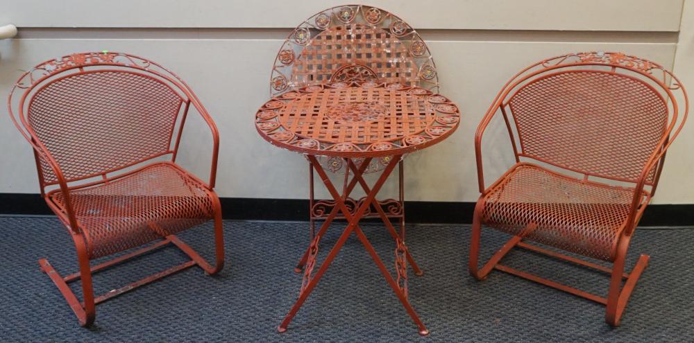 PAIR OF RED PAINTED WROUGHT IRON