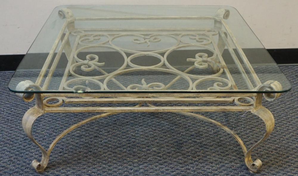 PAINTED METAL SQUARE GLASS TOP