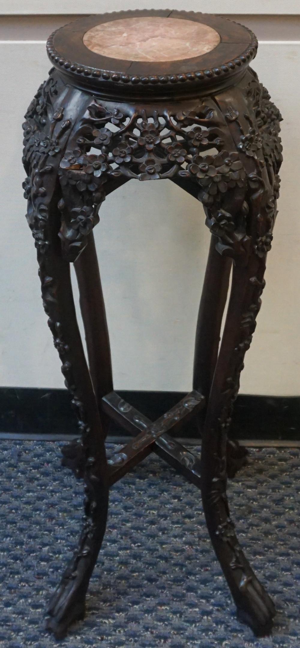 CHINESE HONGMU MARBLE INSET TABOURET 32e285