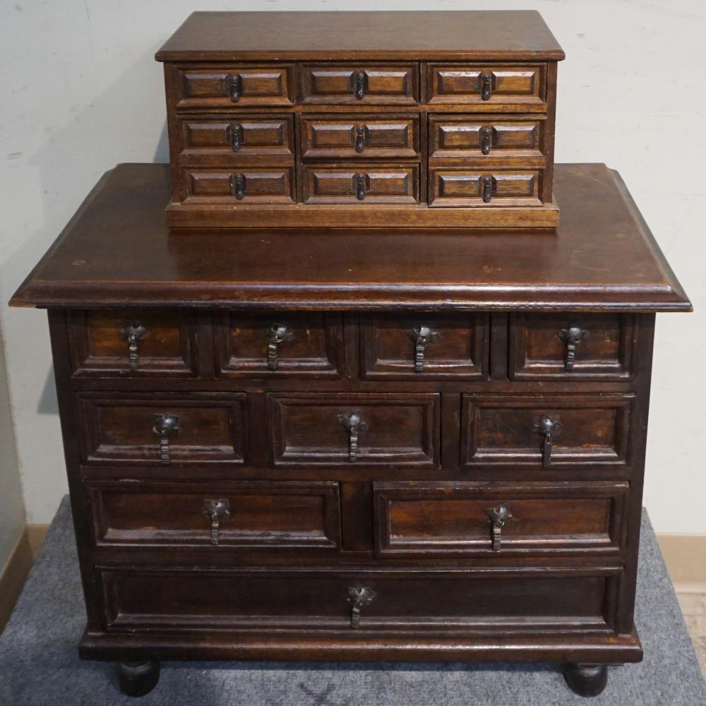 STAINED TEAK CHEST OF DRAWERS AND 32e27f