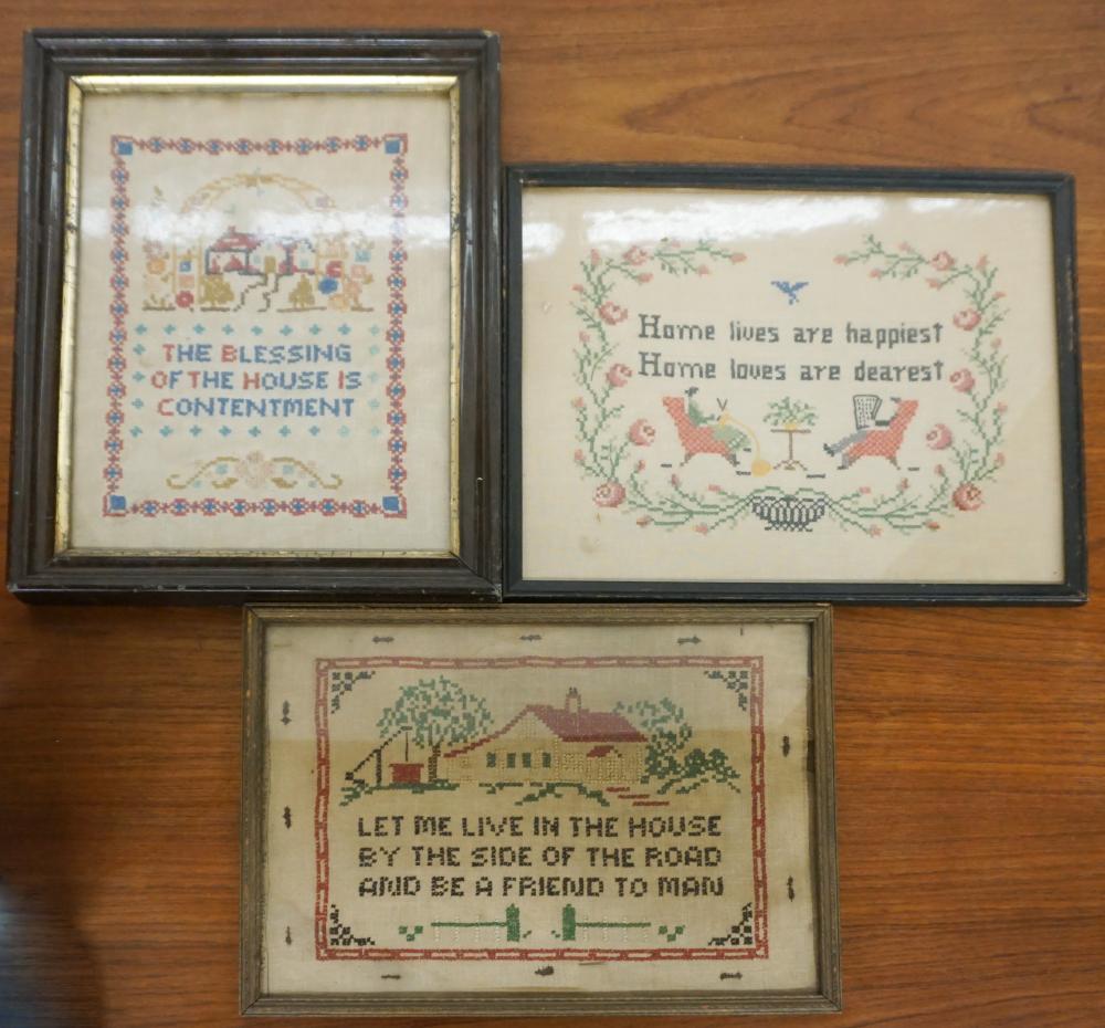 THREE NEEDLEPOINT PLAQUES FRAME 32e297