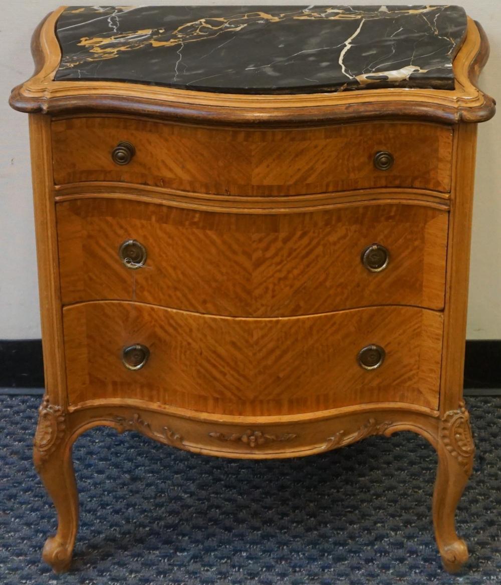 NEOCLASSICAL STYLE OAK MARBLE TOP