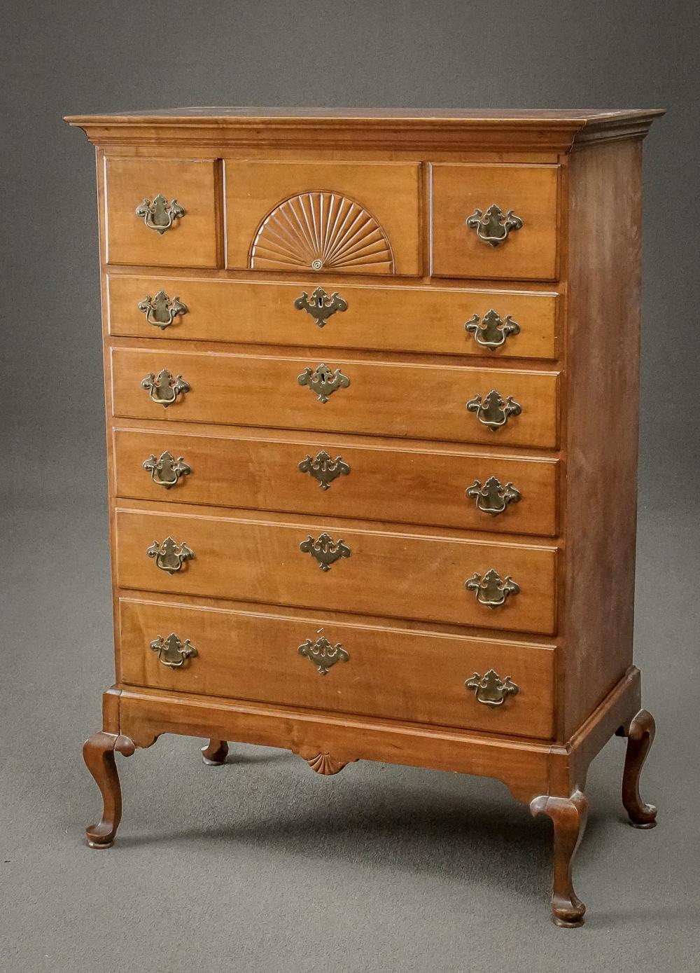 CHIPPENDALE MAPLE CHEST-ON-FRAME,