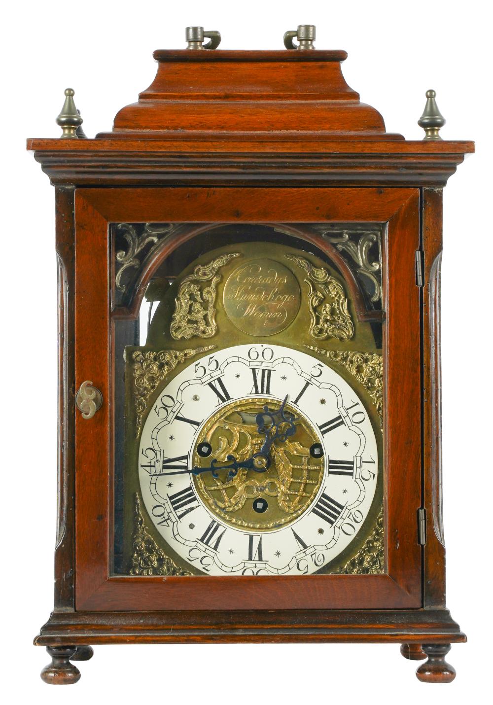 MAHOGANY BRACKET CLOCKthe brass 32e416