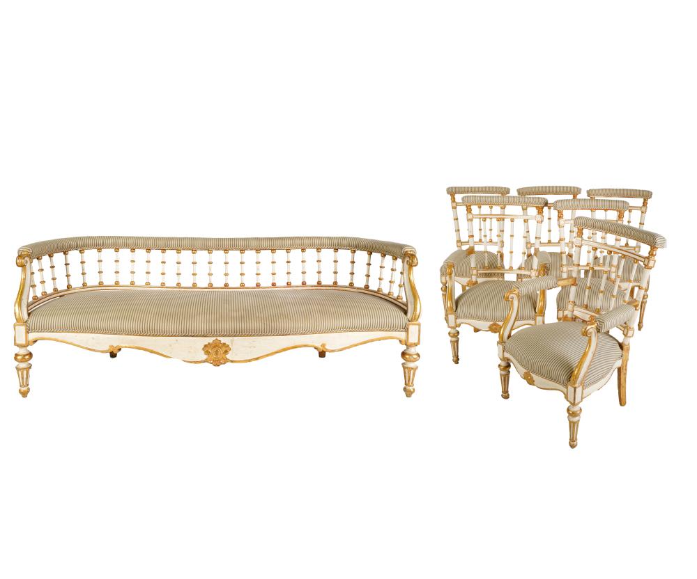 SIX GUSTAVIAN-STYLE PAINTED SIDE