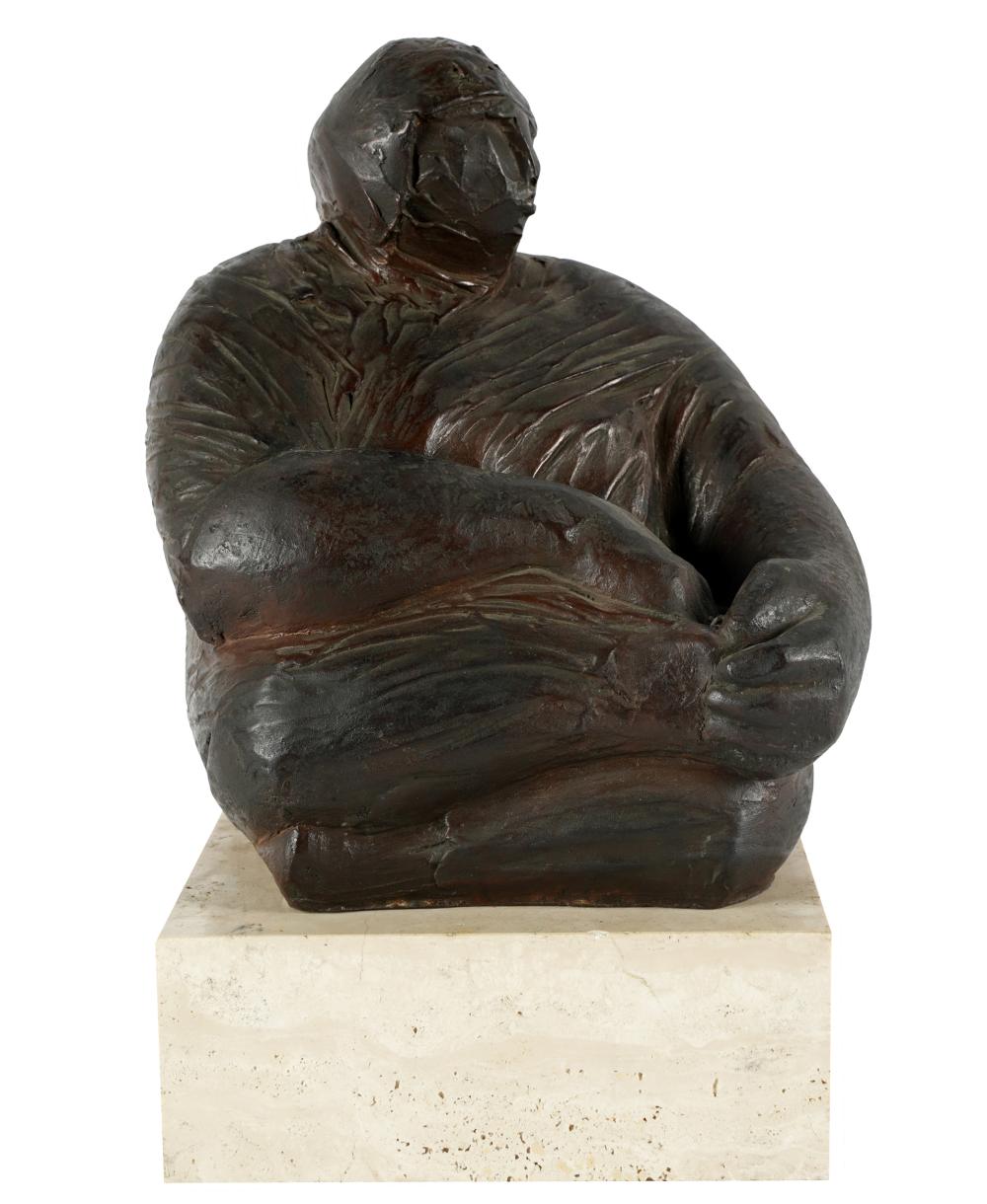 20TH CENTURY: SEATED WOMANbronze,