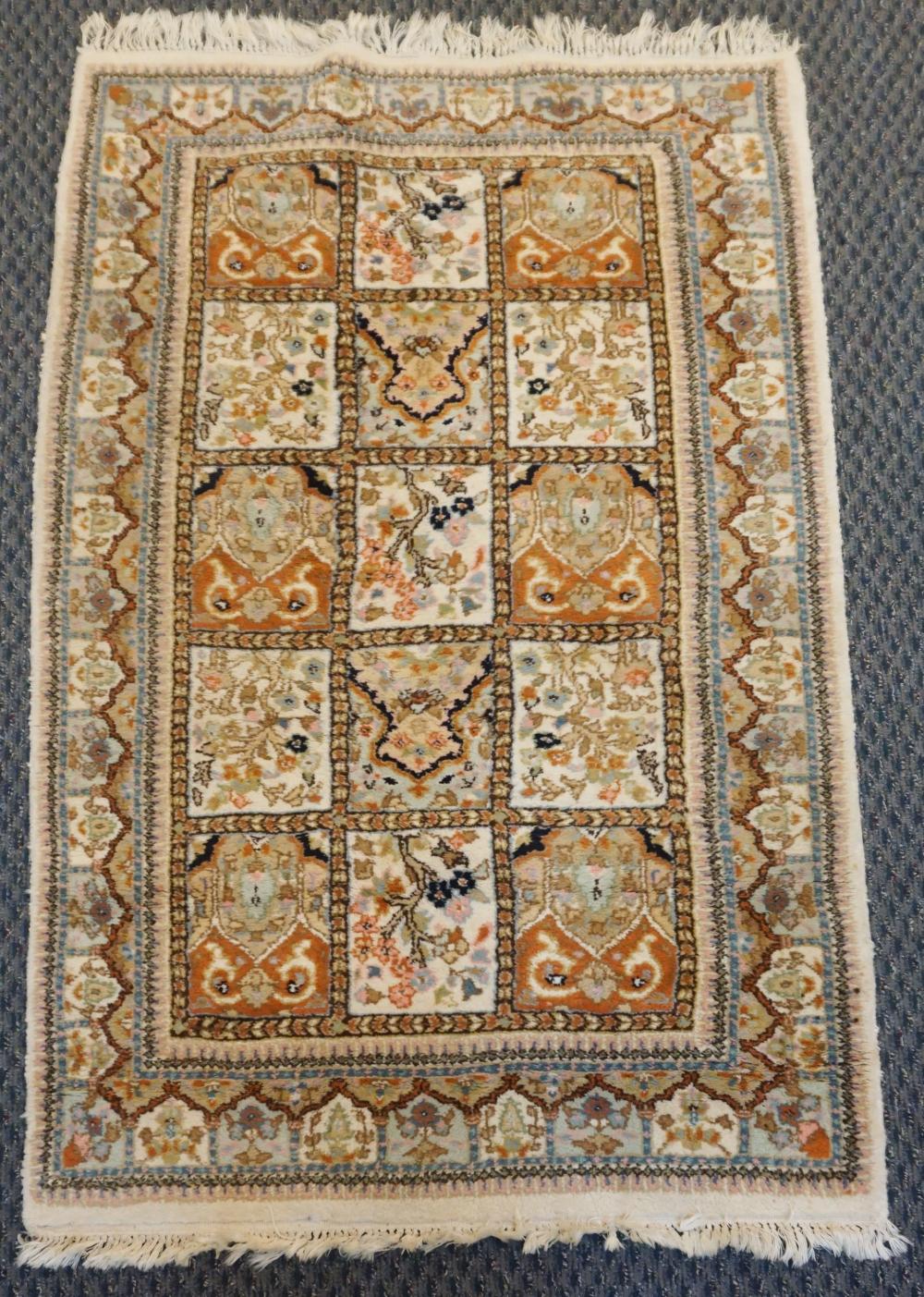 INDO-TABRIZ WINDOWPANE PATTERN RUG,