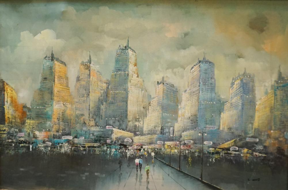 20TH CENTURY, CITYSCAPE, OIL ON