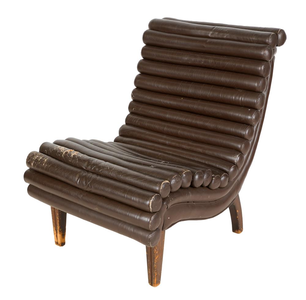 MID-CENTURY MODERN CHAIRbrown leather
