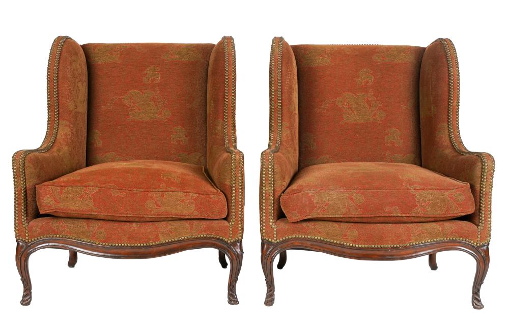 PAIR OF PROVINCIAL-STYLE UPHOLSTERED